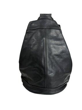 Vintage SVEN Berkeley Black Pebbled Leather Bucket Sling Pack Backpack Made USA